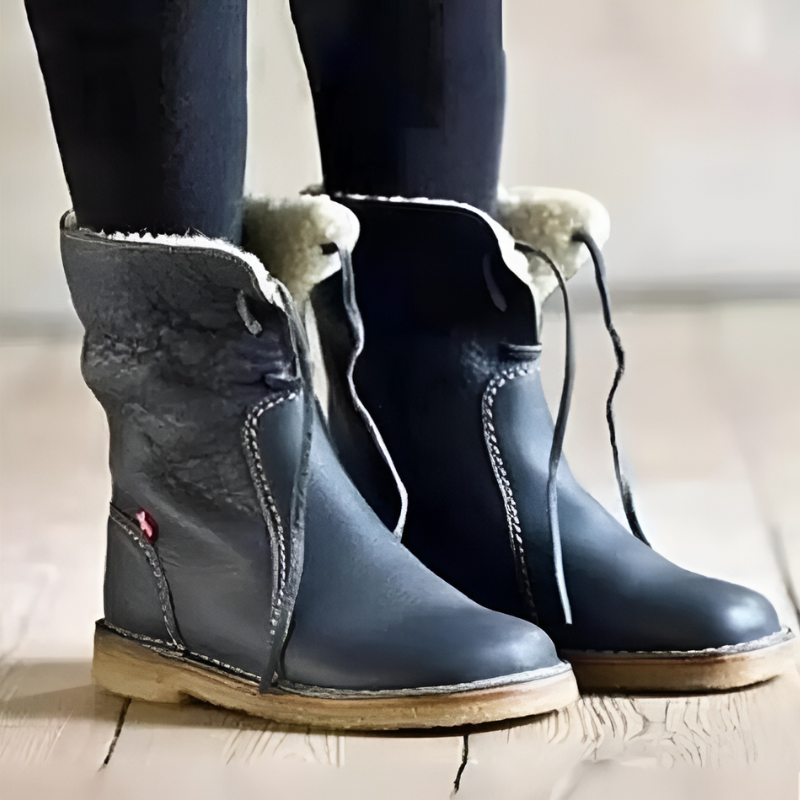 Faux Shearling Lined Winter Boots Women Mid Calf