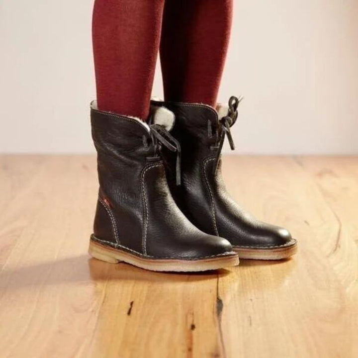 Faux Shearling Lined Winter Boots Women Mid Calf