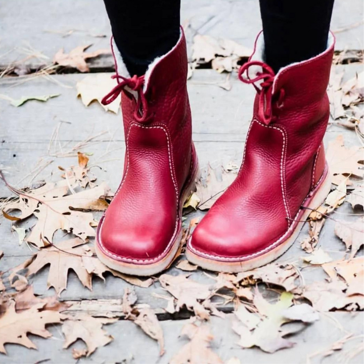 Faux Shearling Lined Winter Boots Women Mid Calf