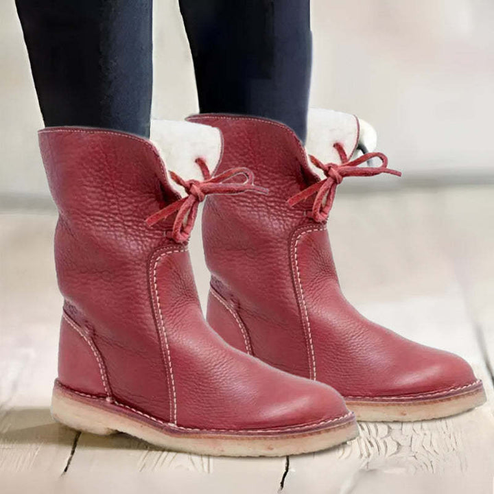 Faux Shearling Lined Winter Boots Women Mid Calf