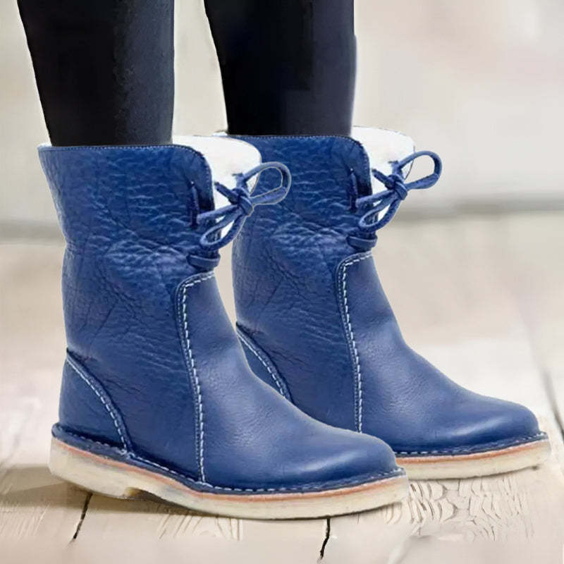 Faux Shearling Lined Winter Boots Women Mid Calf