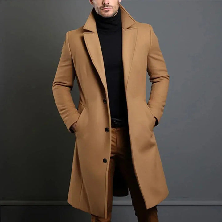 Mens Wool Effect Tailored Long Overcoat Winter