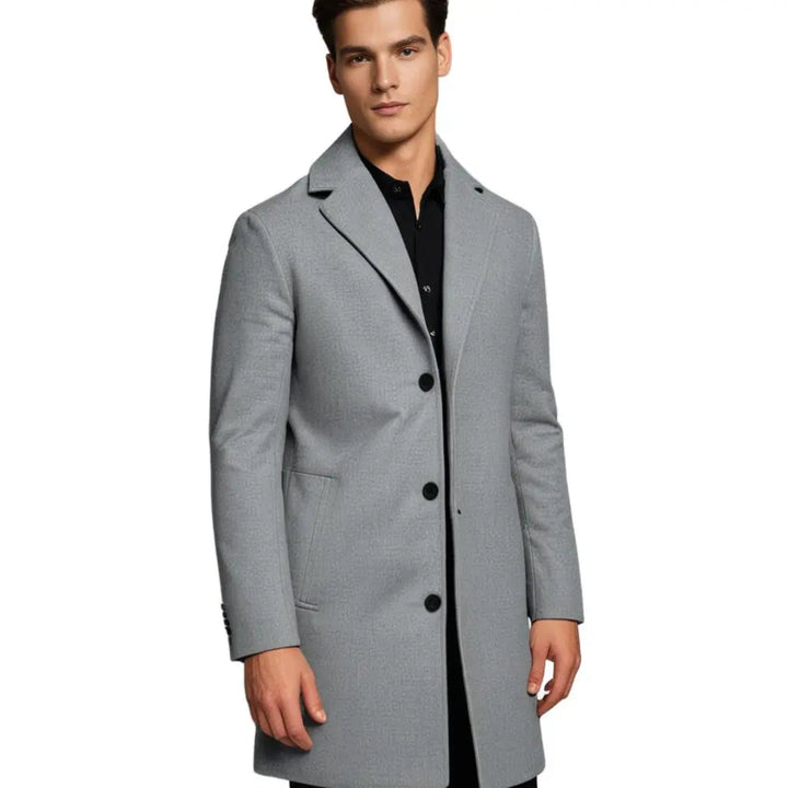 Mens Wool Effect Tailored Long Overcoat Winter