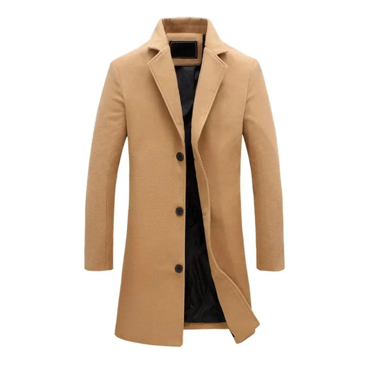 Mens Wool Effect Tailored Long Overcoat Winter