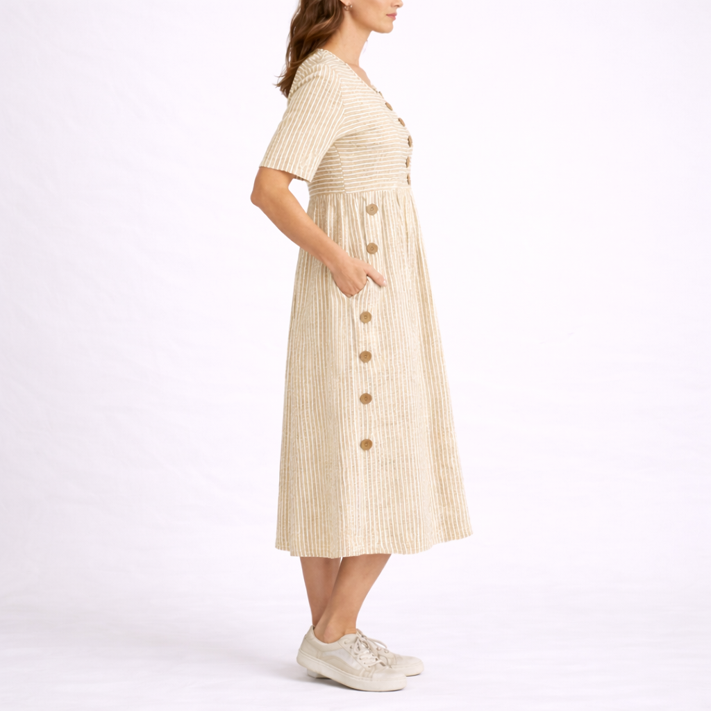 Striped Midi Dress Lightweight Casual Women