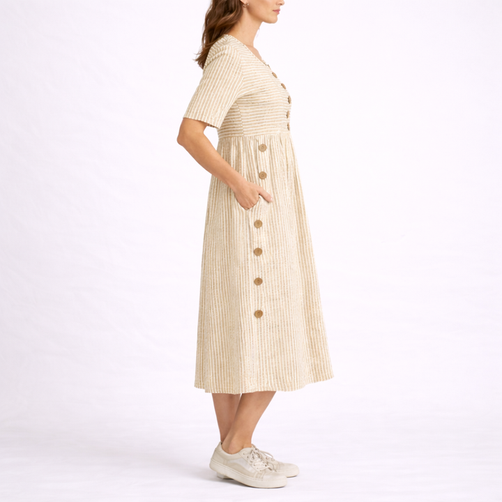 Striped Midi Dress Lightweight Casual Women