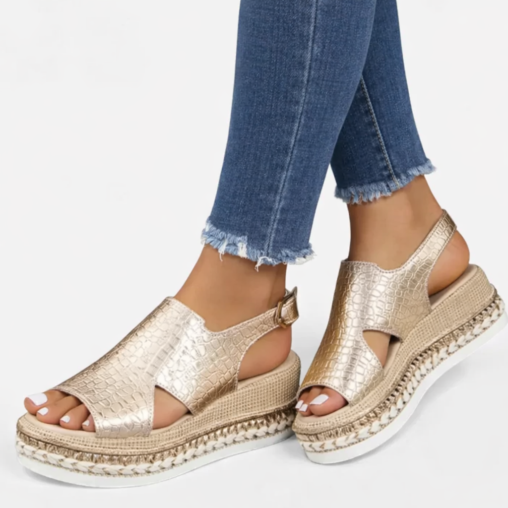 Women Wedge Sandals Metallic Supportive Summer