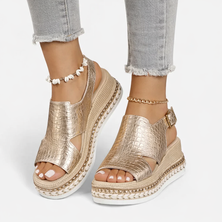 Women Wedge Sandals Metallic Supportive Summer