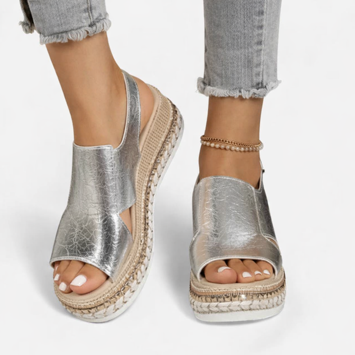 Women Wedge Sandals Metallic Supportive Summer