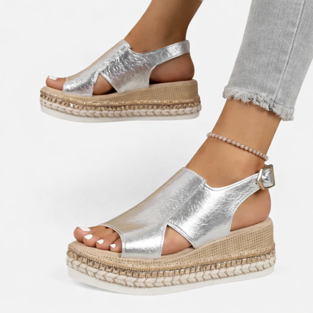 Women Wedge Sandals Metallic Supportive Summer