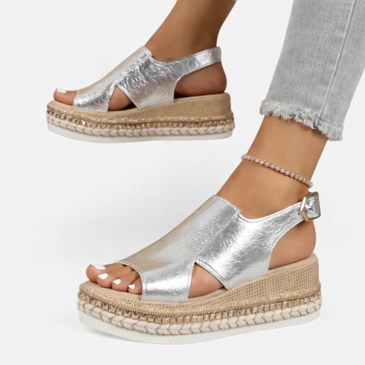 Women Wedge Sandals Metallic Supportive Summer