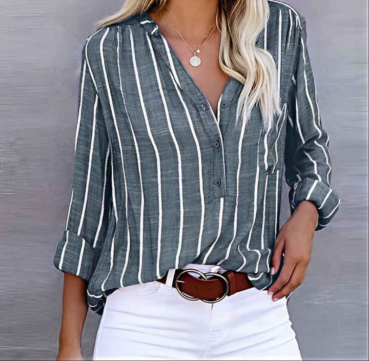Relaxed Striped Shirt for Women Casual Everyday Top