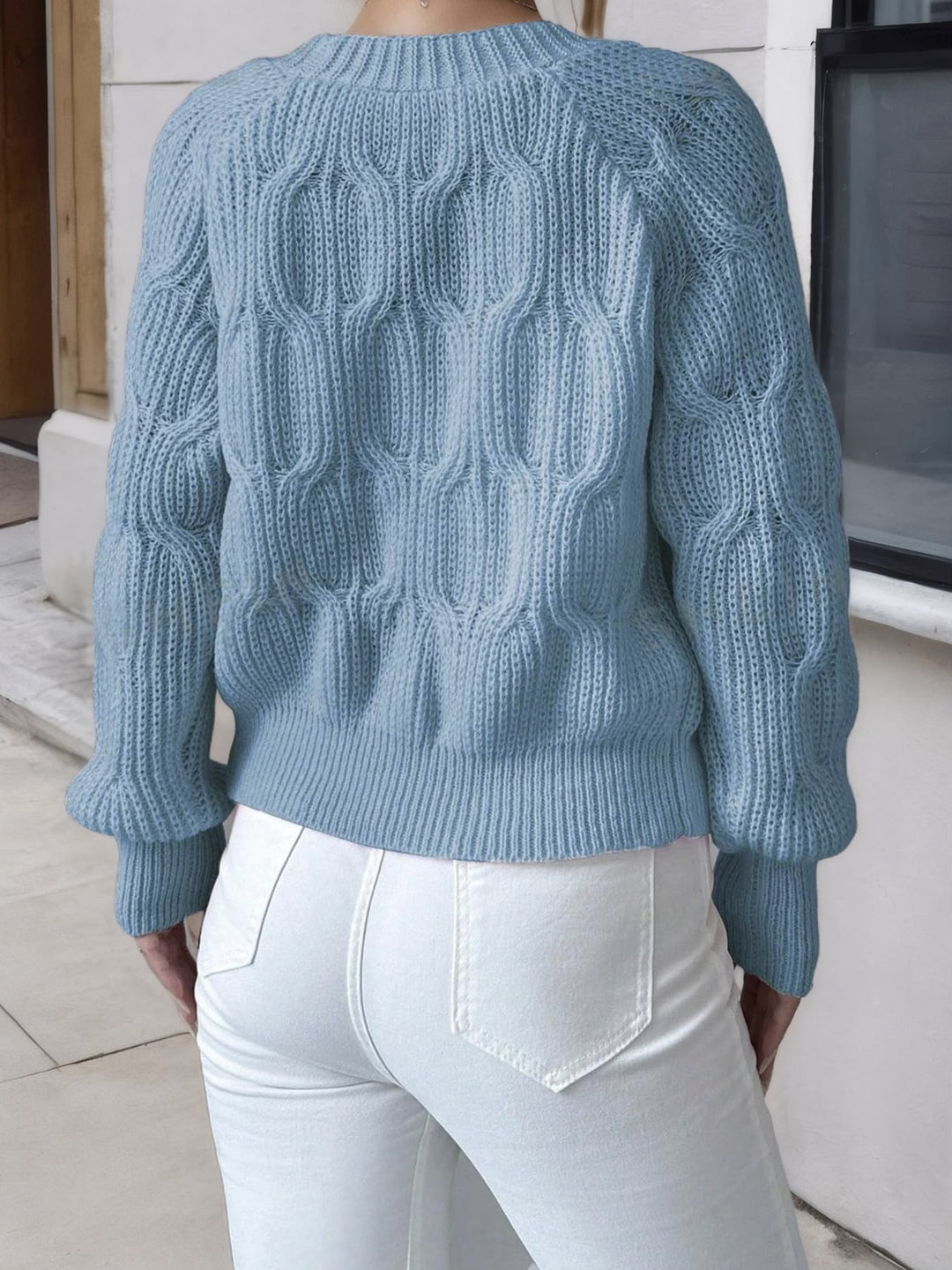 Women Cable Knit Bow Detail Cardigan Long Sleeve