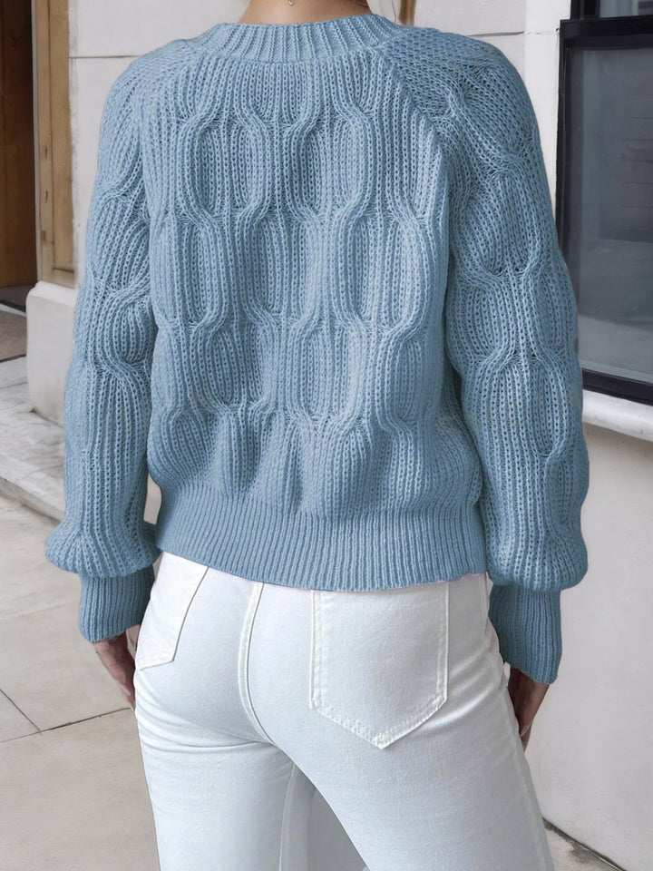 Women Cable Knit Bow Detail Cardigan Long Sleeve