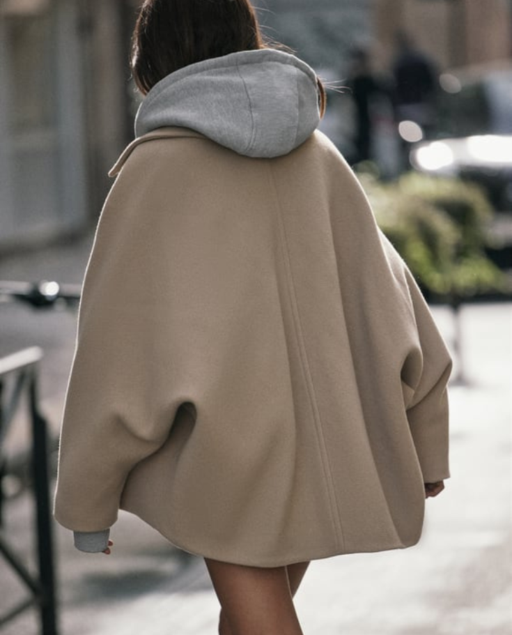 Women's Oversized Single-Breasted Wool Coat Short Fit