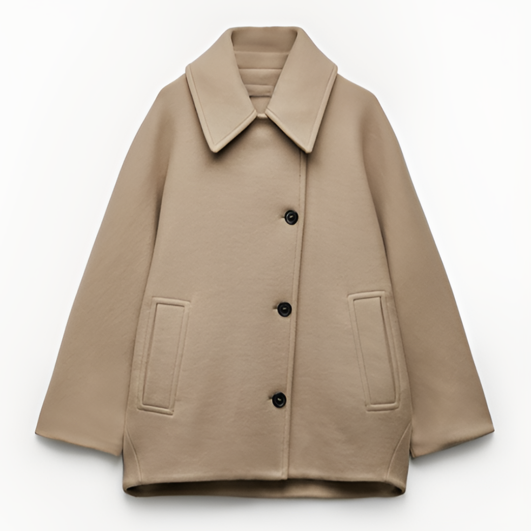 Women's Oversized Single-Breasted Wool Coat Short Fit