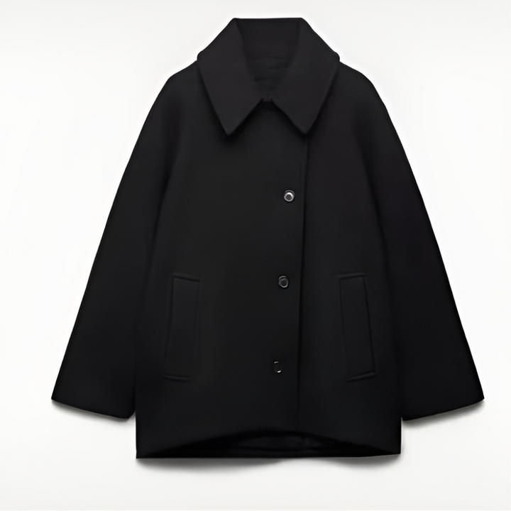 Women's Oversized Single-Breasted Wool Coat Short Fit