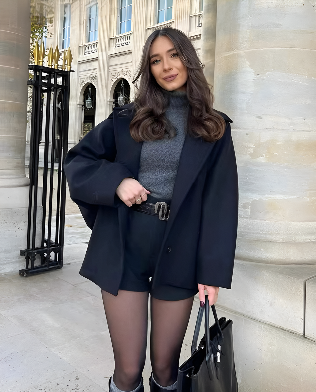 Women's Oversized Single-Breasted Wool Coat Short Fit