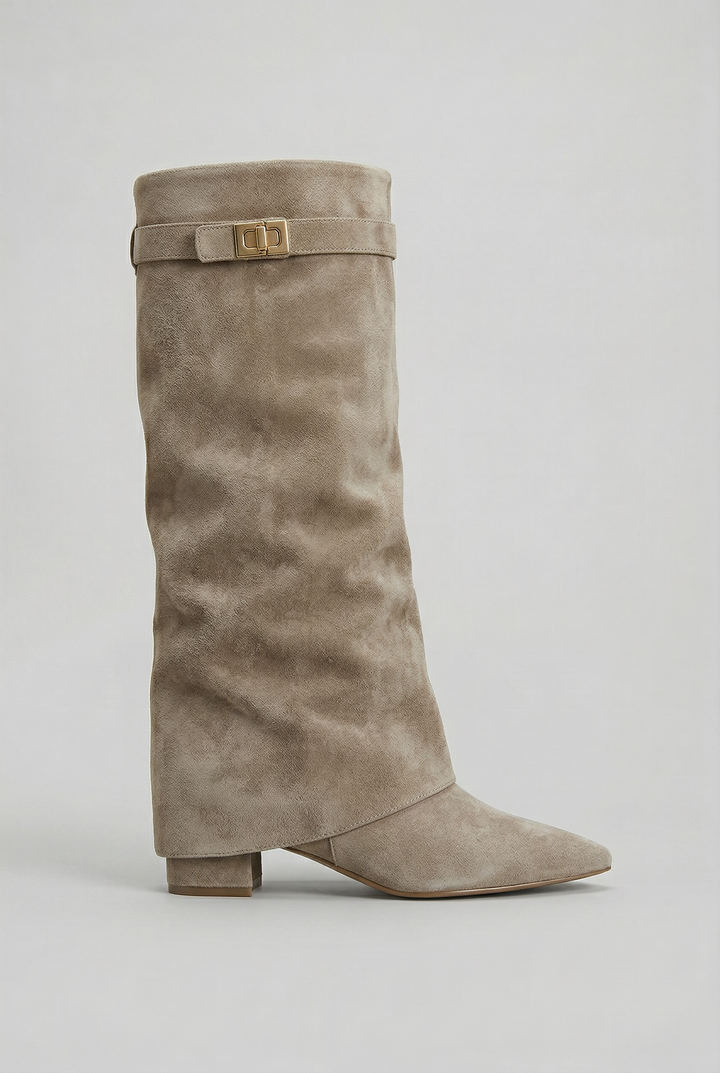 Suede Knee-High Block Heel Boots Women