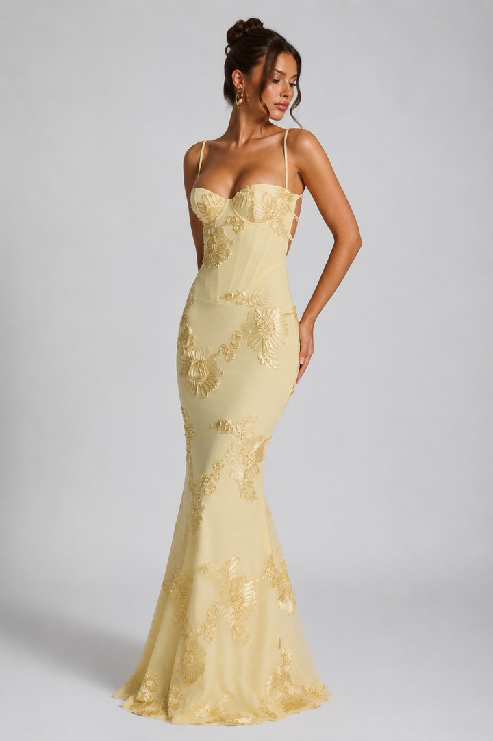 Floral Corset Maxi Dress for Women Elegant Occasion
