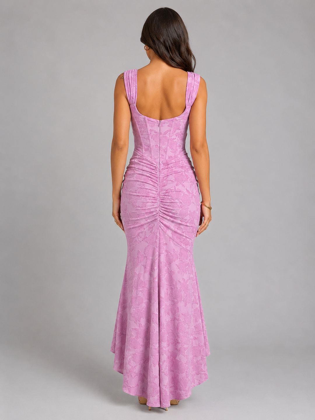 Floral Corset Maxi Dress Asymmetrical Hem Women