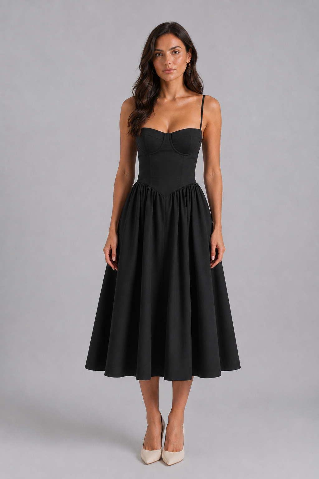 Floral Corset Midi Dress Sweetheart Neck Women
