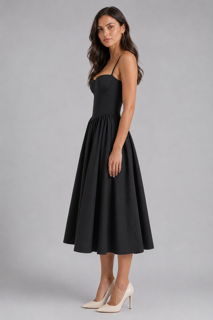 Floral Corset Midi Dress Sweetheart Neck Women