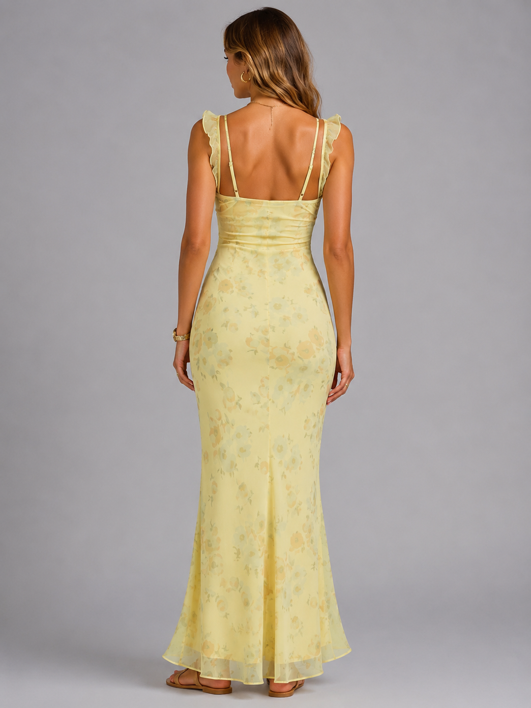 Floral Maxi Dress Ruffle Strap Summer Women