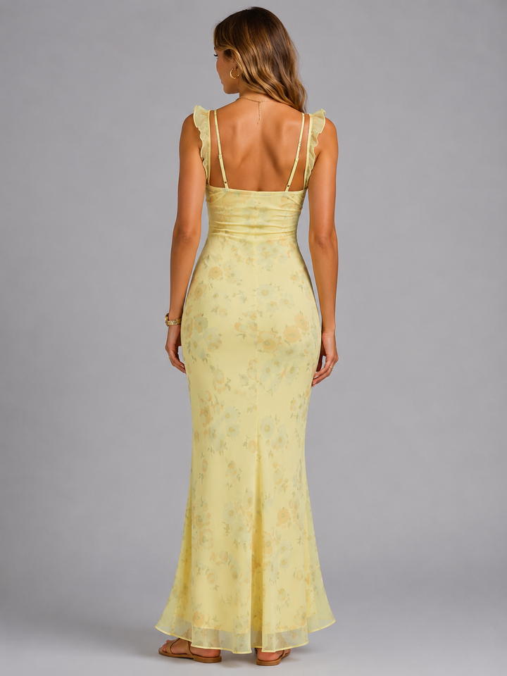 Floral Maxi Dress Ruffle Strap Summer Women