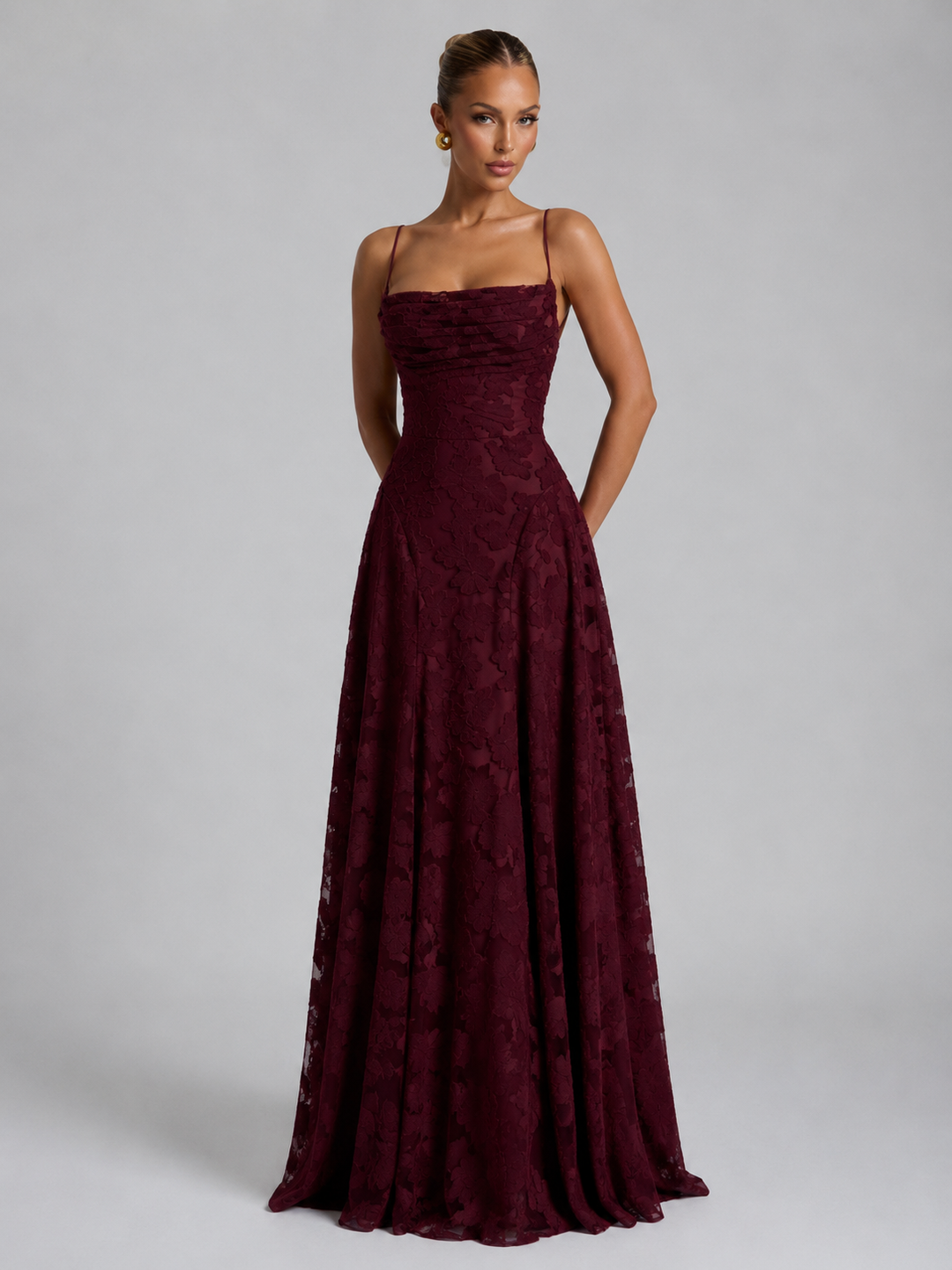 Floral Maxi Dress Sculpted Silhouette Women