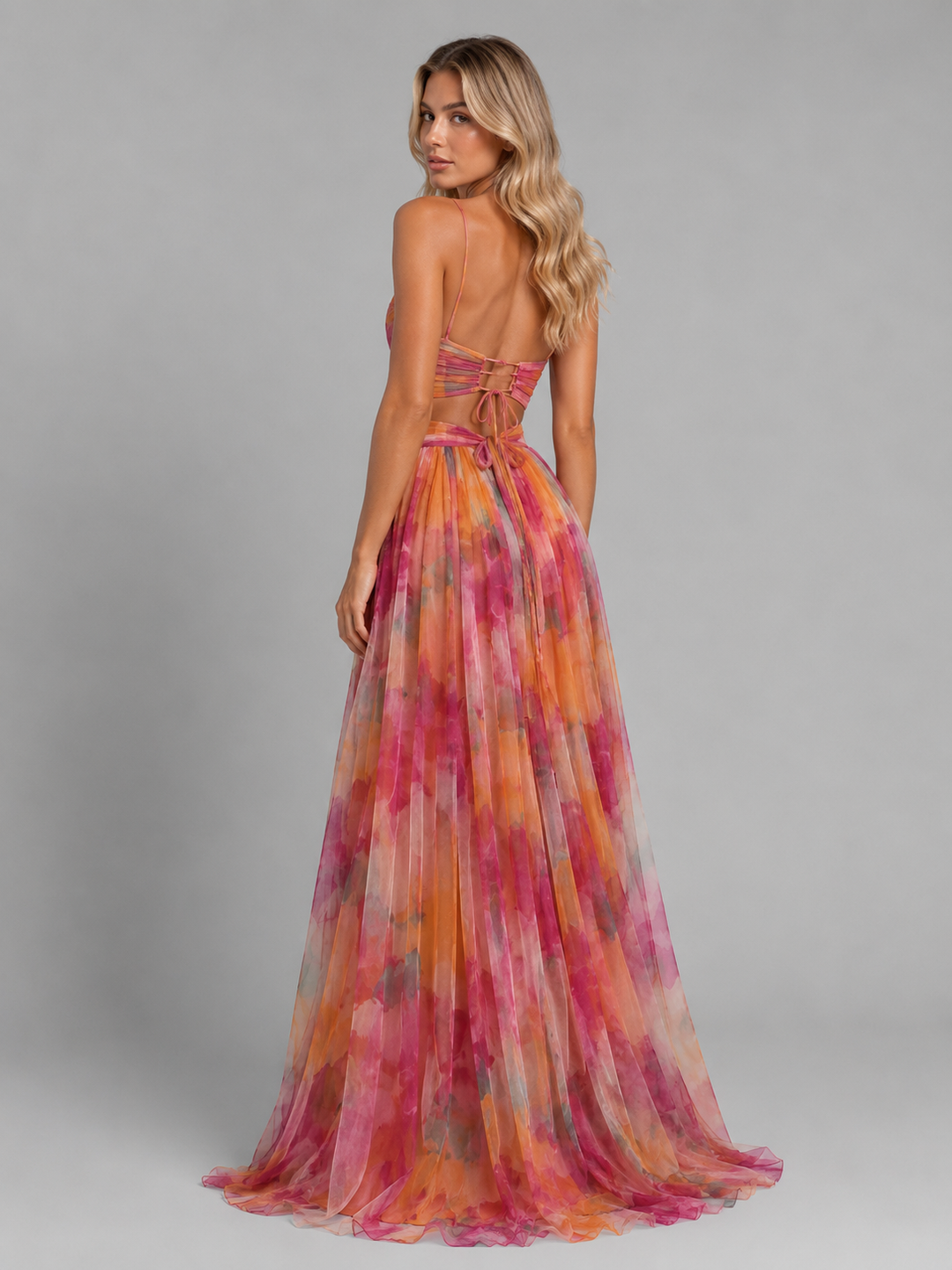 Floral Maxi Dress Chiffon V-Neck Women Summer