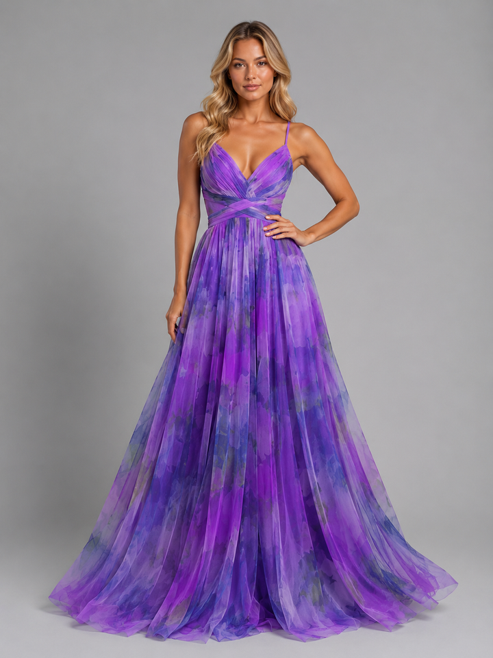 Floral Maxi Dress Chiffon V-Neck Women Summer