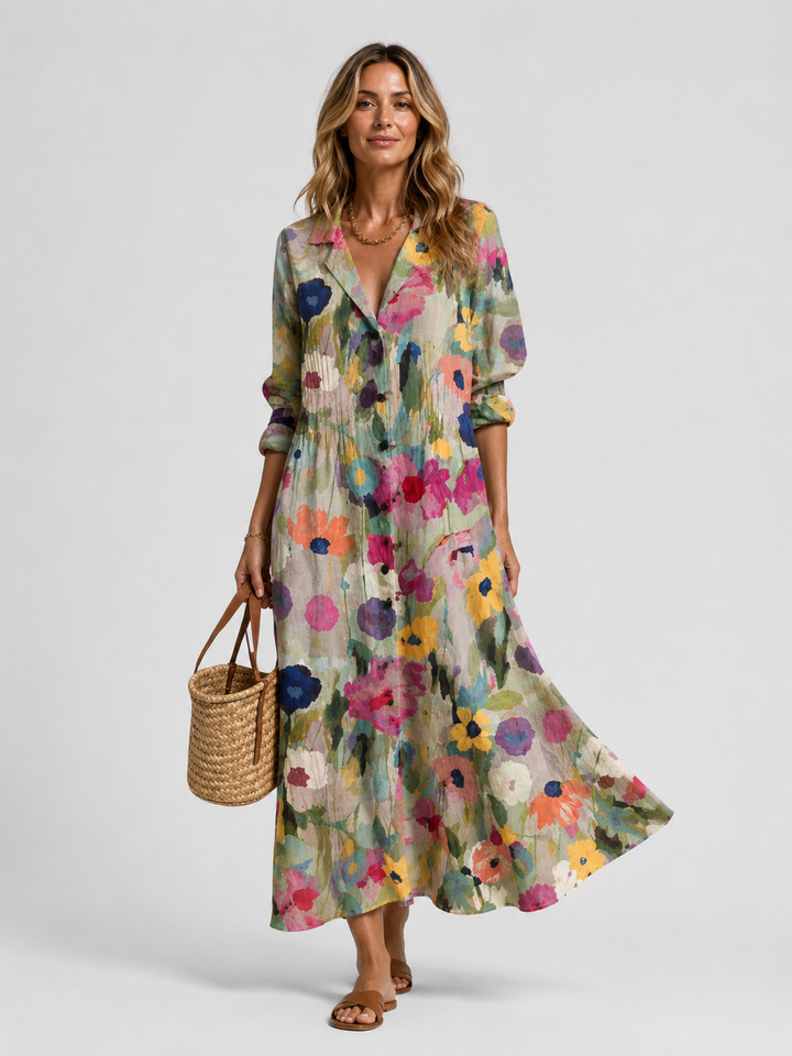 Women Printed Shirt Dress Relaxed Flattering Fit