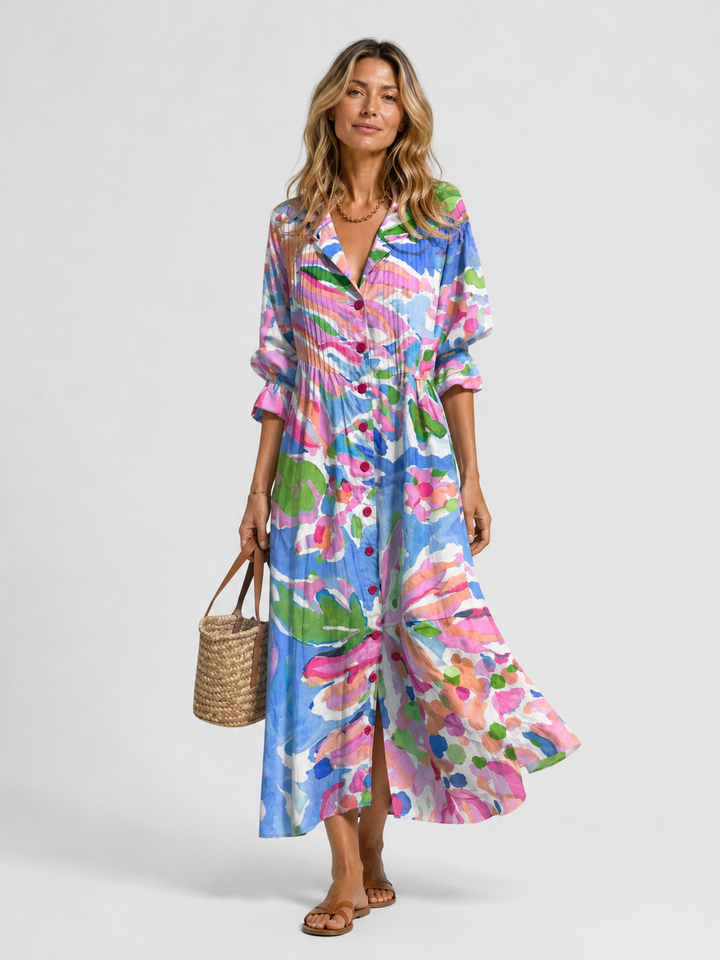 Women Printed Shirt Dress Relaxed Flattering Fit