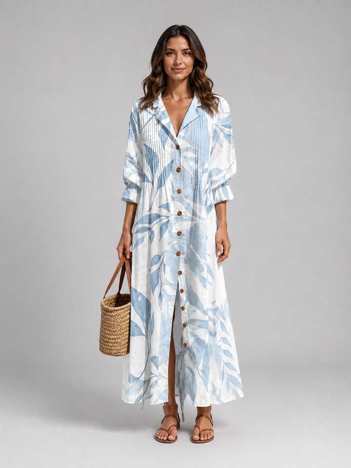 Women Printed Shirt Maxi Dress Relaxed Flattering Fit