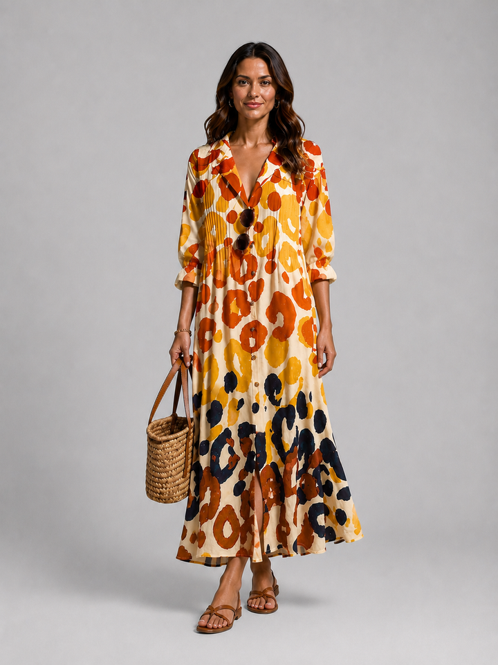 Women Printed Shirt Maxi Dress Relaxed Flattering Fit