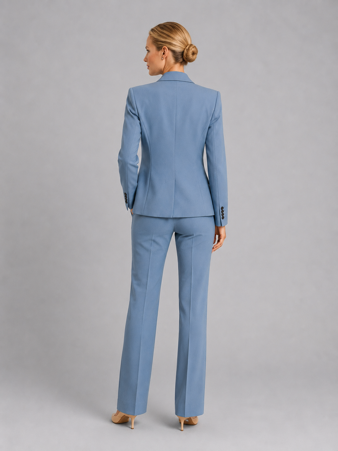 Women Tailored Blazer High Waist Trousers Two Piece Suit
