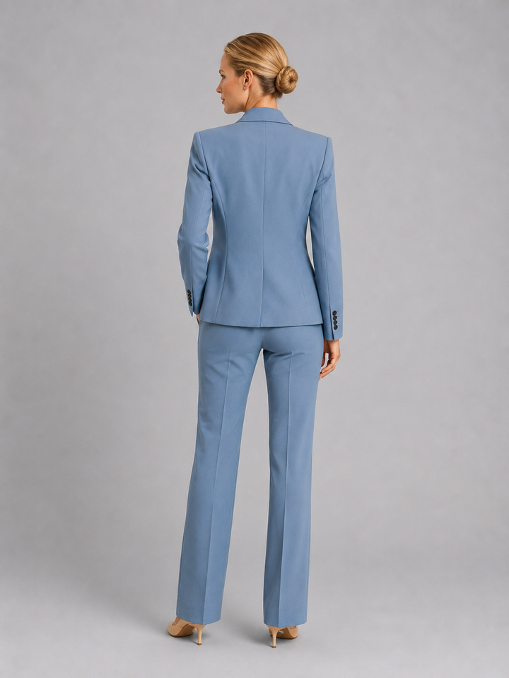 Women Tailored Blazer High Waist Trousers Two Piece Suit