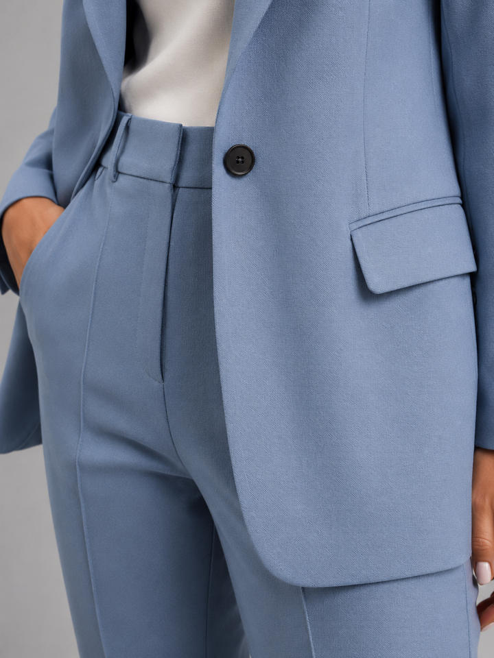 Women Tailored Blazer High Waist Trousers Two Piece Suit