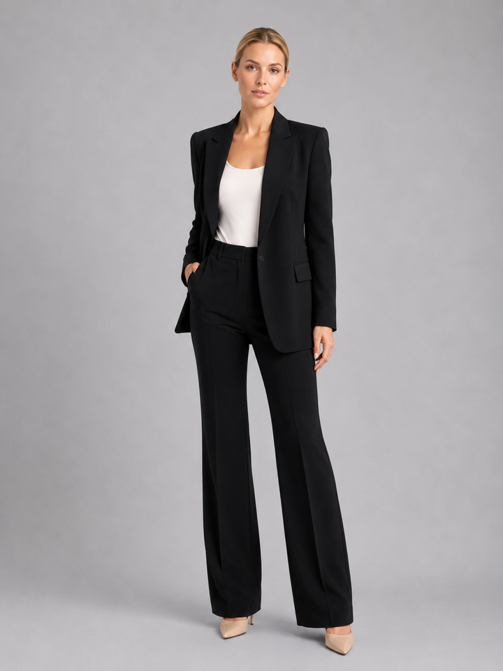Women Tailored Blazer High Waist Trousers Two Piece Suit