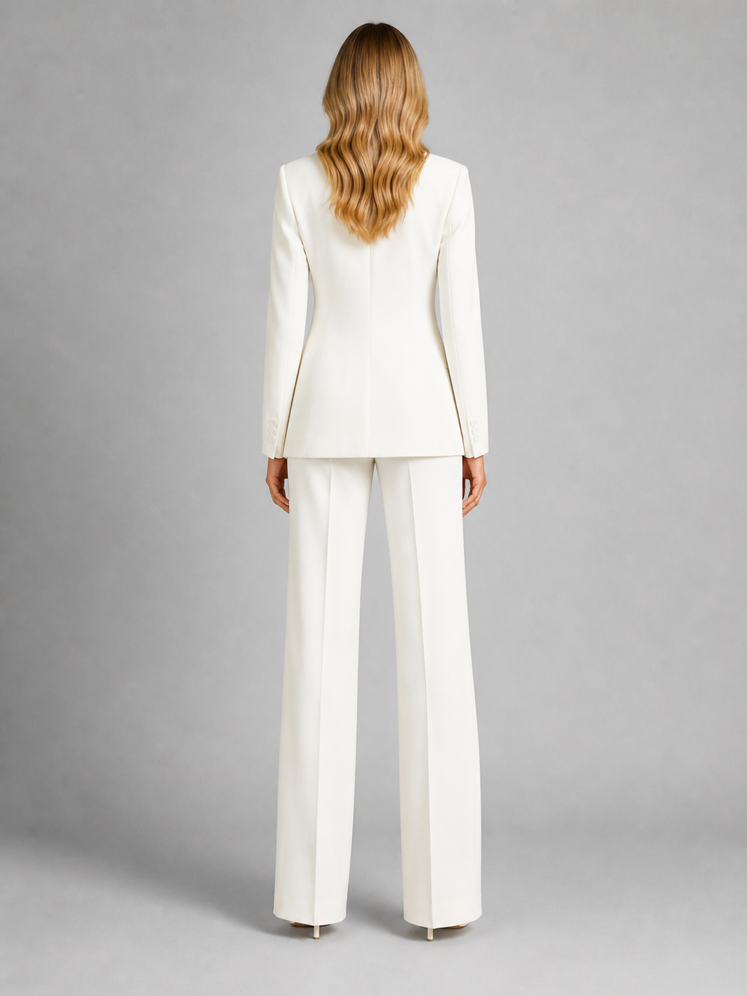 Women Tailored Blazer Wide Leg Trousers Two Piece Set