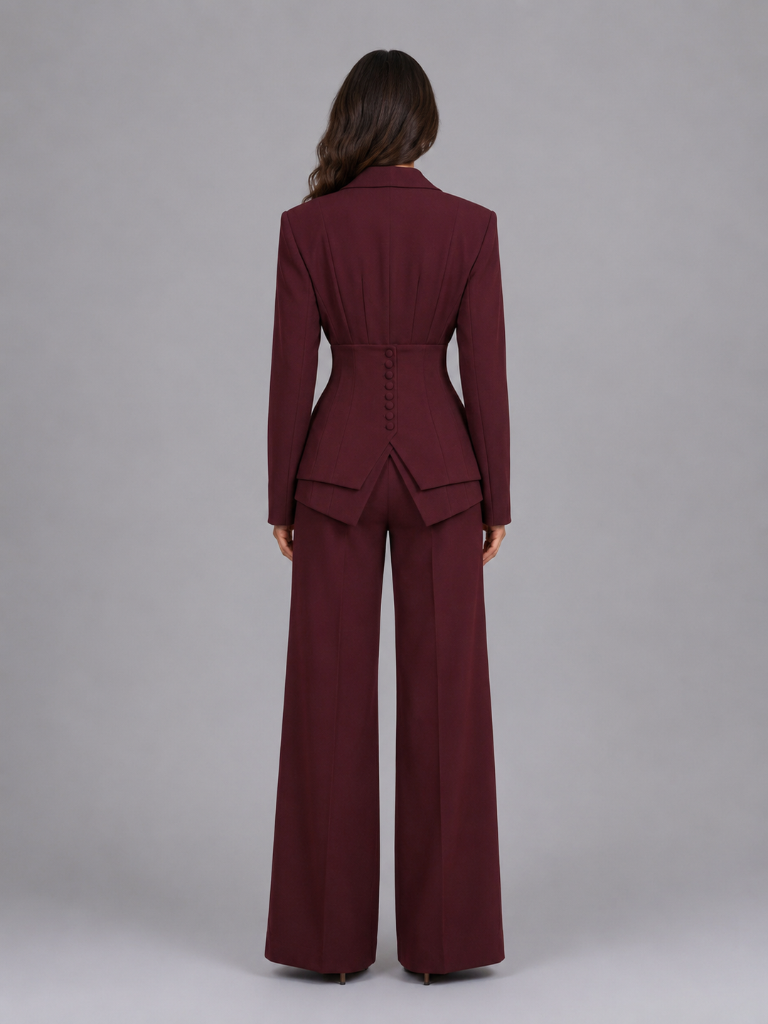 Womens Tailored Three Piece Suit Wide Leg Trousers