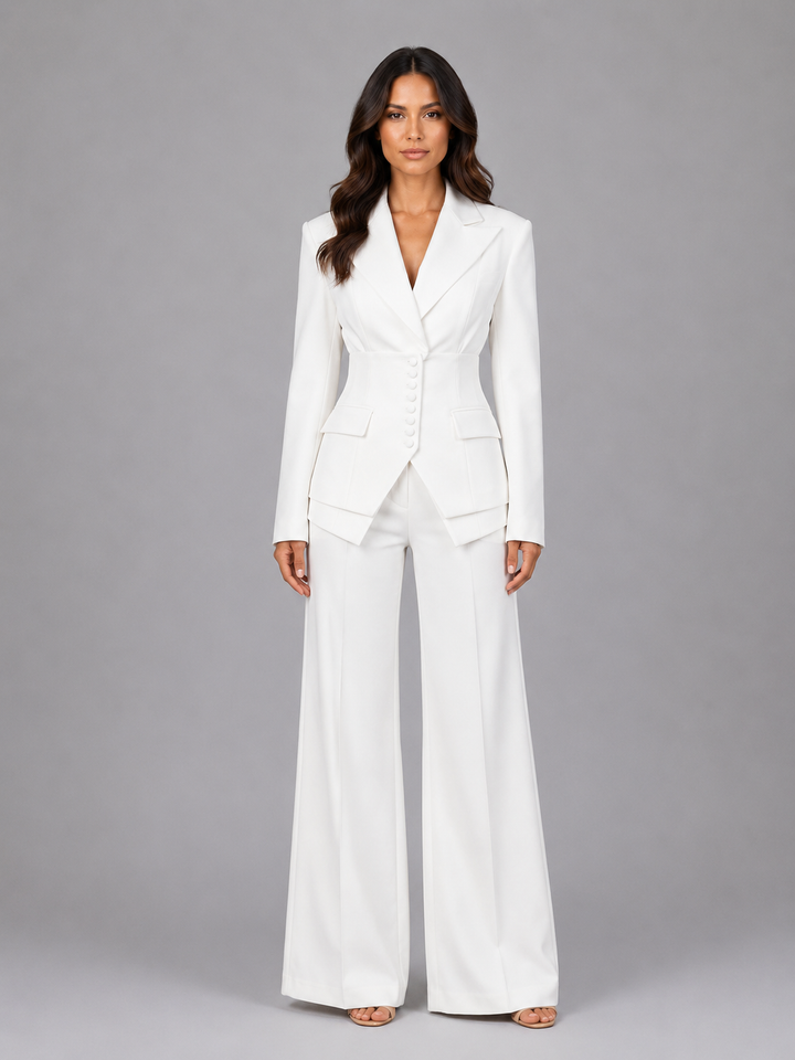 Womens Tailored Three Piece Suit Wide Leg Trousers