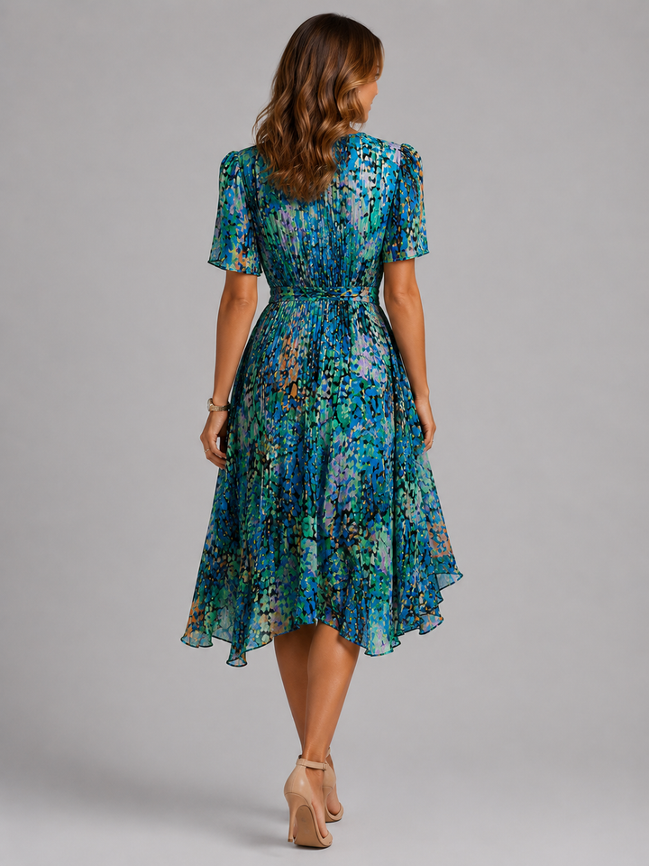 Womens V Neck Midi Summer Dress Flowy Lightweight