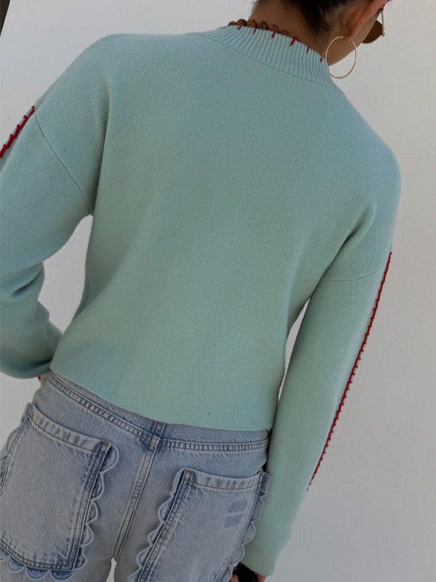 Women Graphic Knit Cardigan Octopus Print Light Green