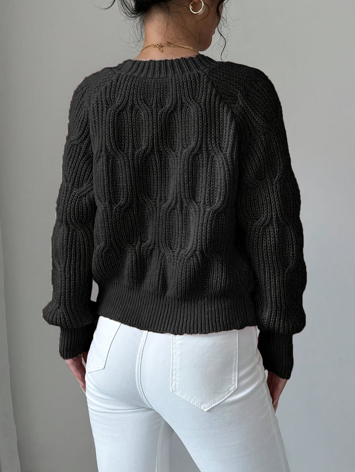 Women Cable Knit Bow Detail Cardigan Long Sleeve