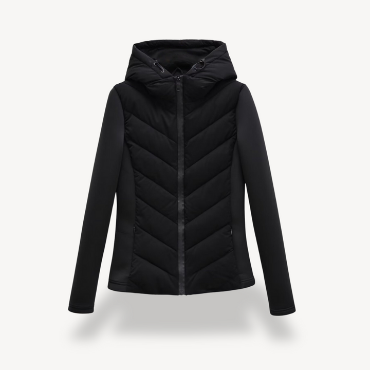Women's Chevron Quilted Jacket with Hood