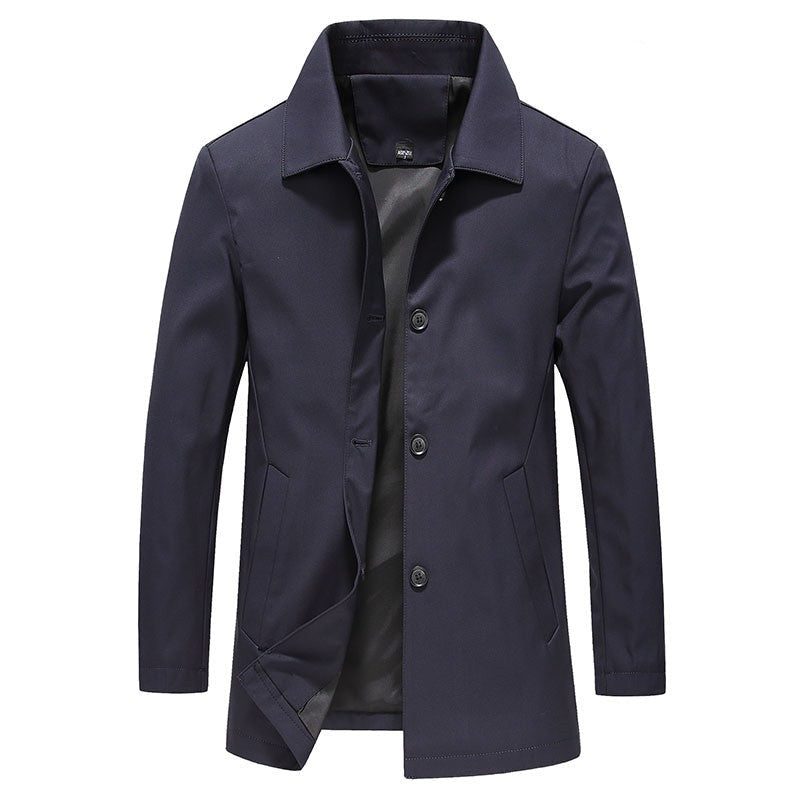 Mens Washed Finish Relaxed Trench Coat Mid Thigh