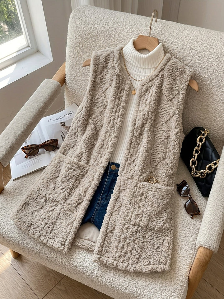 Womens Textured Longline Sleeveless Vest