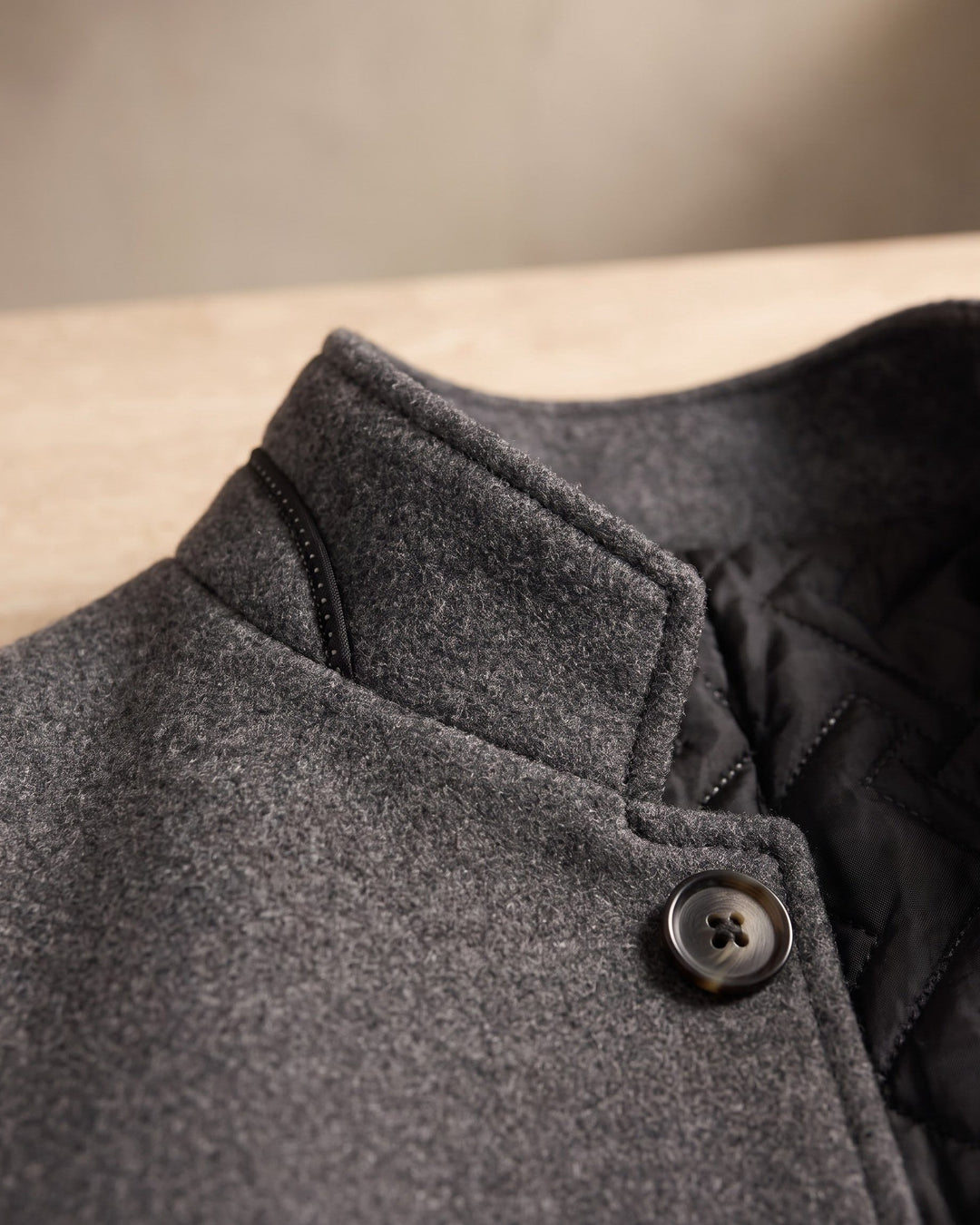 Mens Wool Blend Coat Stand Collar Tailored Fit